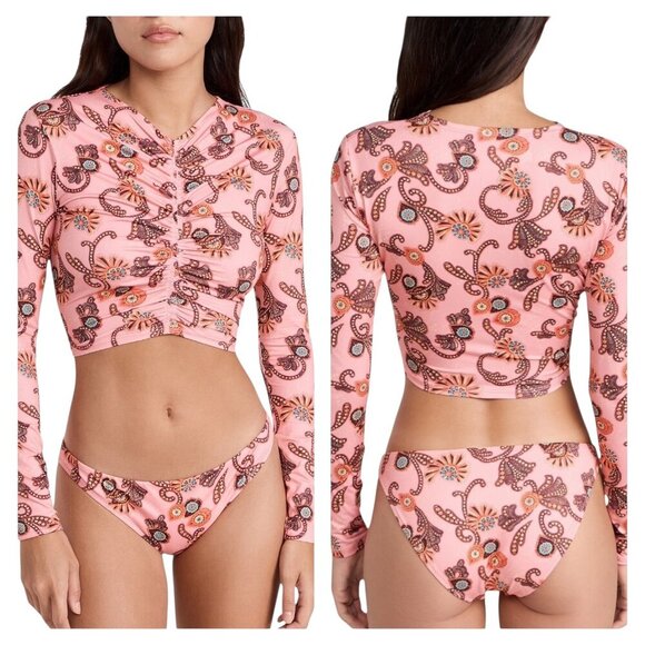 A.L.C. Ansel Rash Guard Top Pink Floral Long Sleeve Size Large NWT - Picture 1 of 7